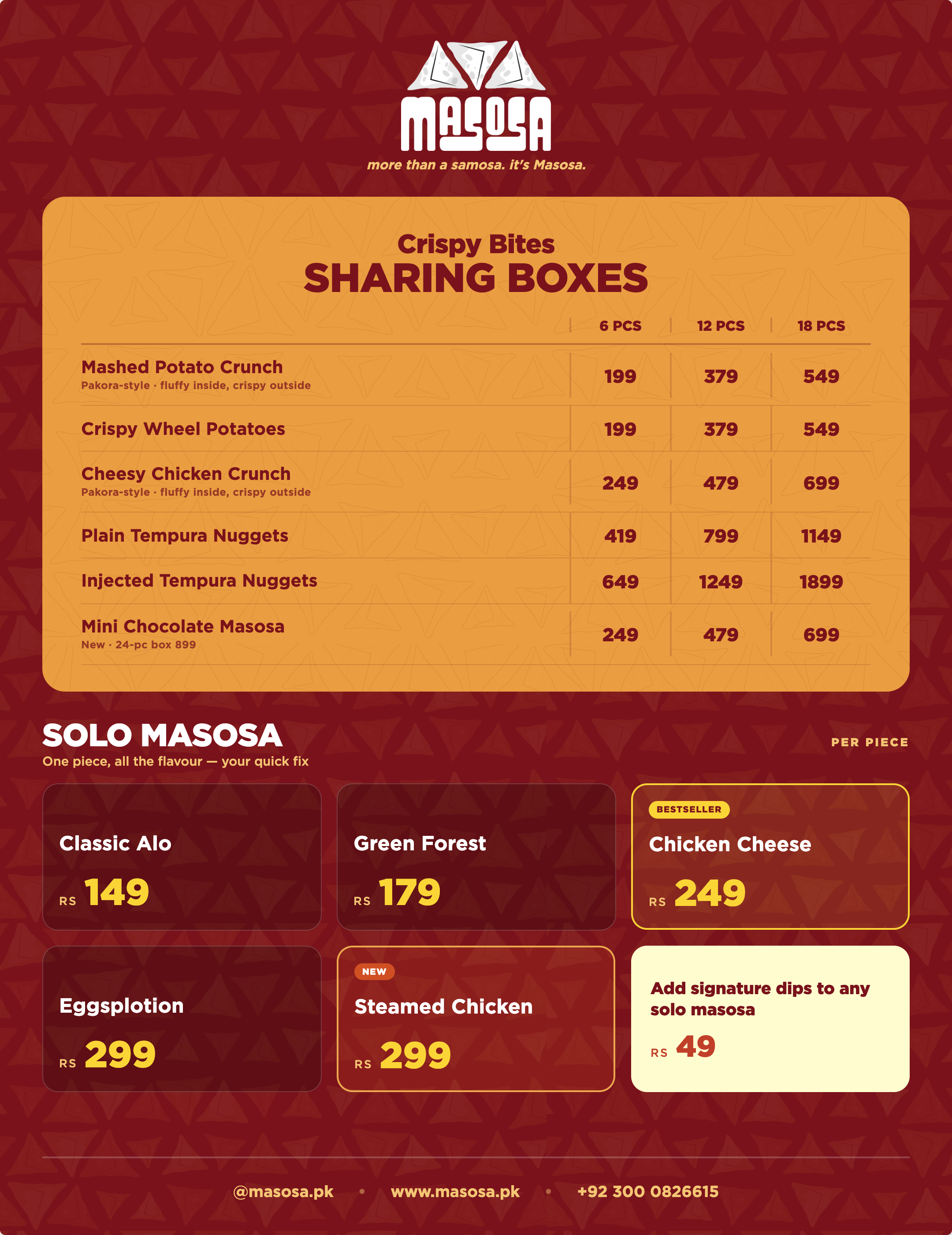 Special Masosas - Menu Special Masosas - Menu